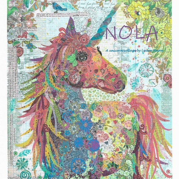 Nola. . . A Unicorn Collage Quilt Pattern from Fiberworks by Laura Heine