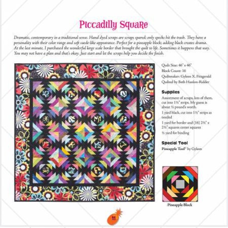 Trash to Treasures Pineapple Quilts 2 Book withP:ineapple Tool Ruler by Gyleen Fitzgerald