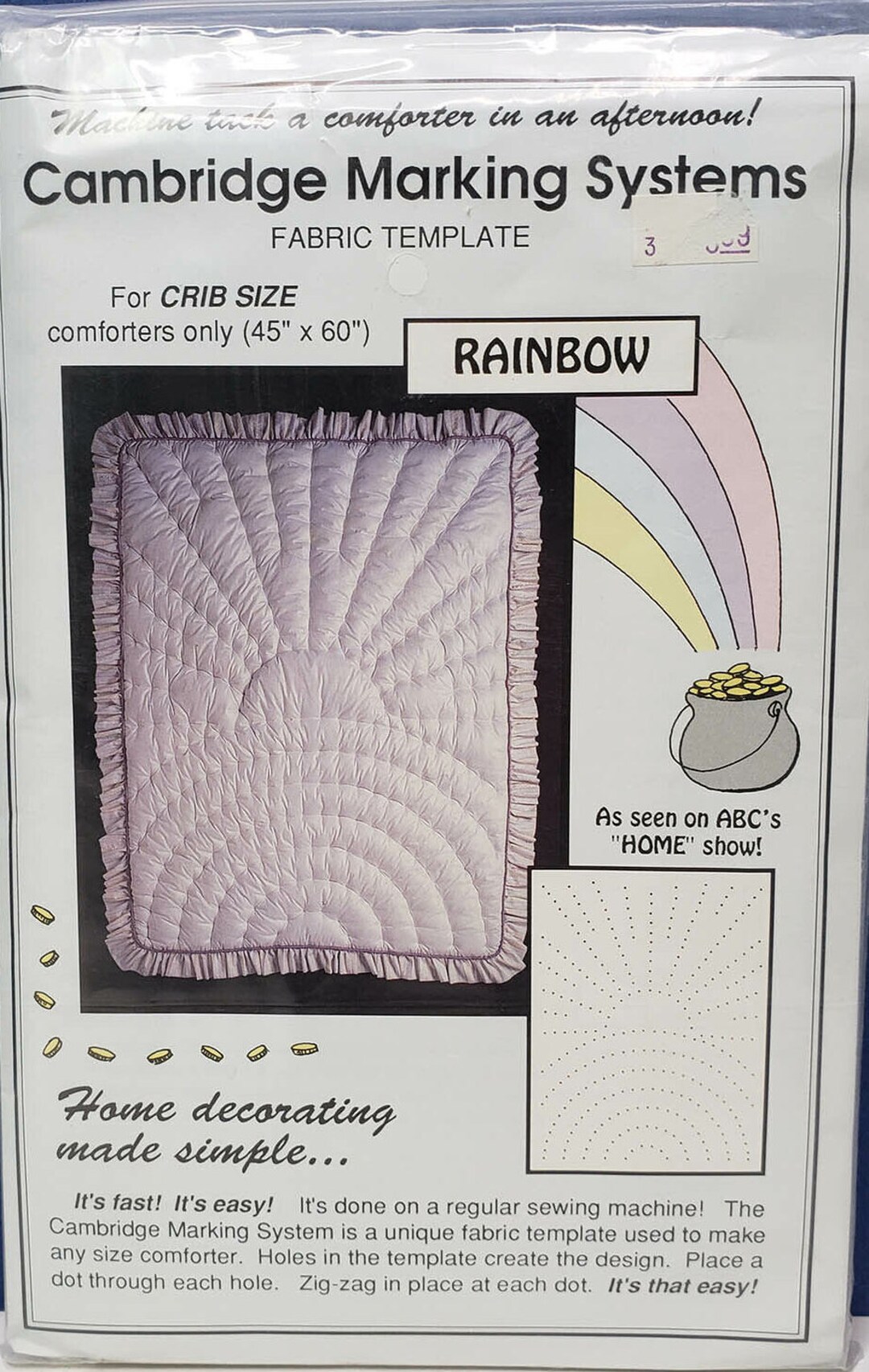 Rainbow Design Crib Quilt Template From Cambridge Marking Systems