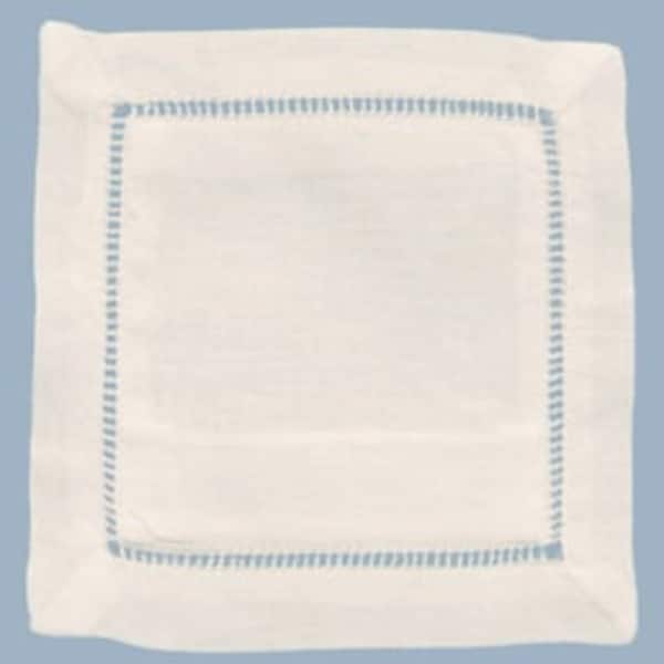 Hemstitched Linen/Cotton Blend Coctail Napkins - Sachet Squares - 6 inch x 6 inch - Natural Pack of 12