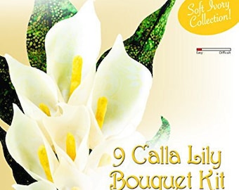 Batik Calla Lily Bouquet Kit by Terial Arts Soft Ivory Batik Collection - 3D Floral Arrangement