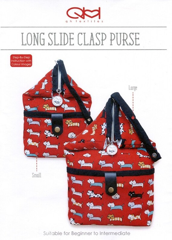 Long Slide Clasp Purse Sewing Pattern by QH Textiles uses Etsy
