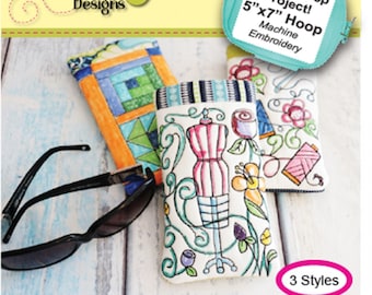 Sewing Eyeglass Coloring Book Cases - ITH SWAST81  by Sue O'Very Sealed with a Stitch multi-format CD