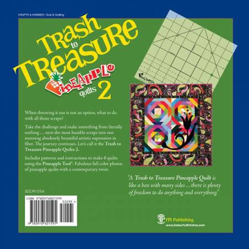 Trash to Treasures Pineapple Quilts 2 Book withP:ineapple Tool Ruler by Gyleen Fitzgerald