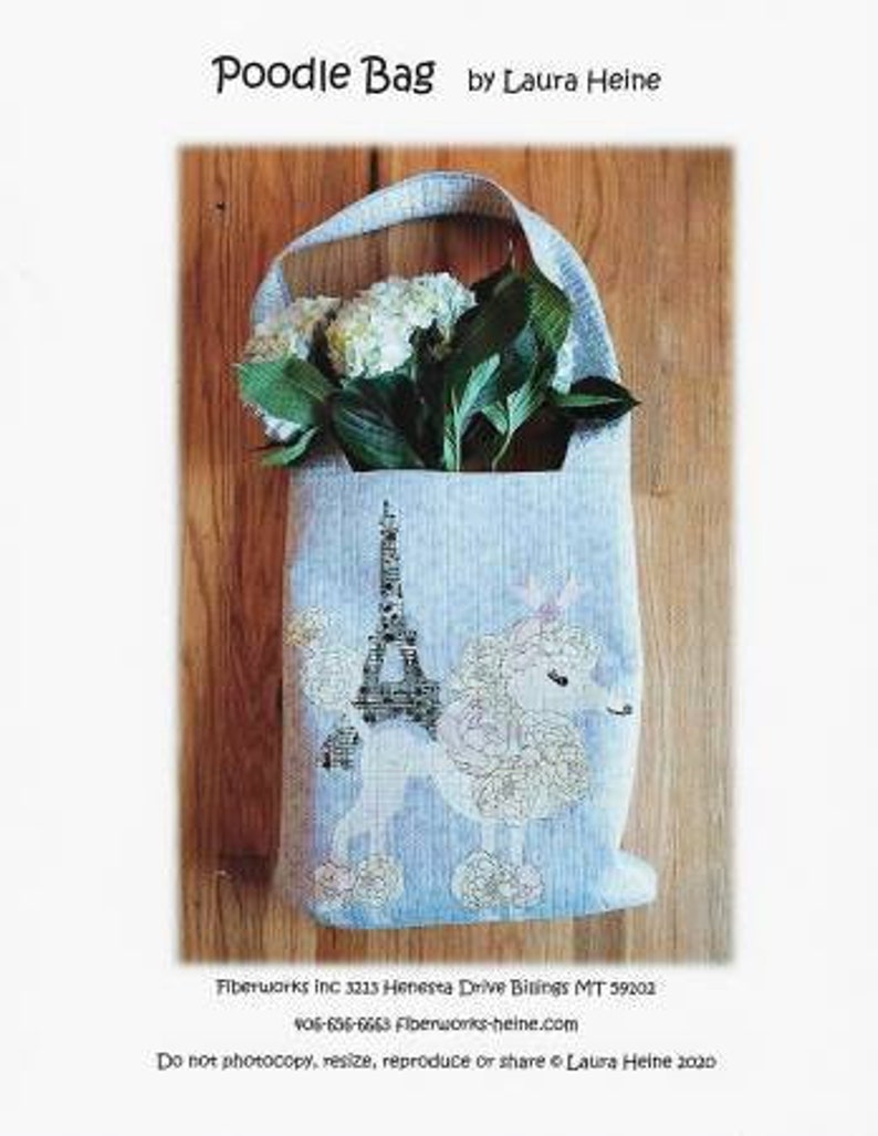 Poodle Bag Collage Pattern by Laura Heine from Fiberworks 18 W X 20 H with 18 Handle