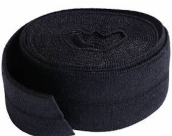 Fold-over Elastic 3/4 inch (Approx. 10mm 3/8" after folding) - 5 yards - Black