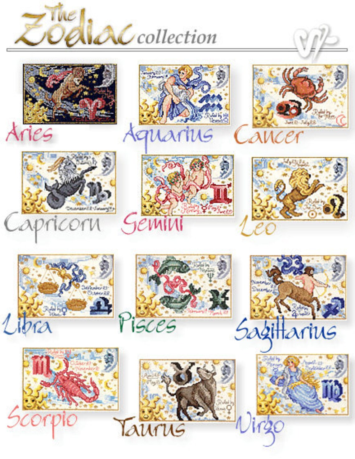 Clearance The Zodiac Cross Stitch Machine Embroidery designs Etsy