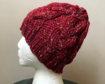 Braided Cable Knit Beanie Knitting Pattern PDF Digital Download