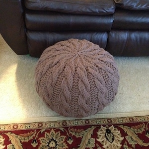 Cable Knit Pouf PDF Pattern