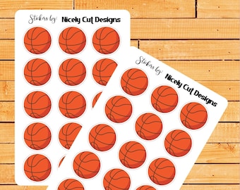 Basketball Stickers, Sports Theme Party Favors, 30 Paper Stickers