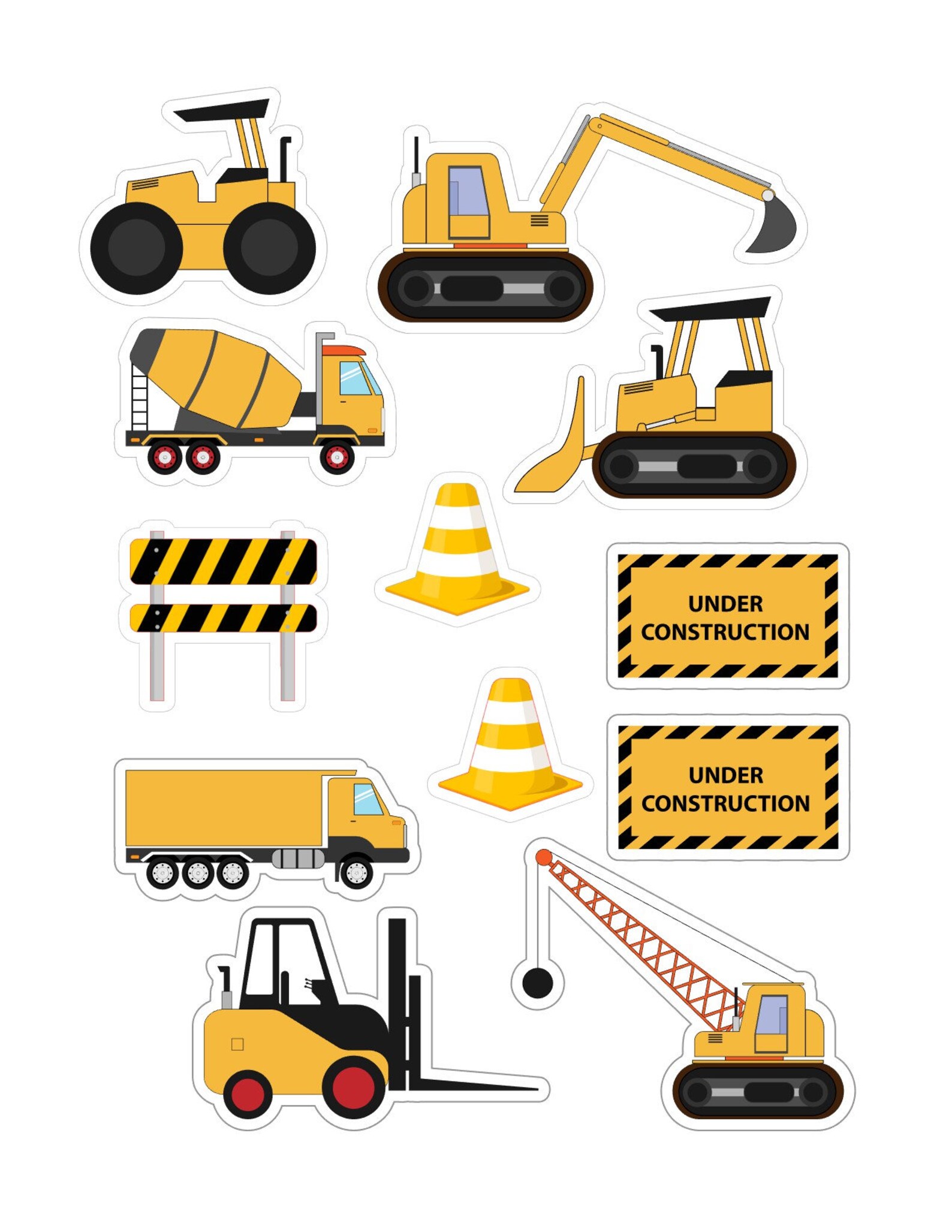 Construction Stickers, Sticker Set, Construction Theme, Cement Truck
