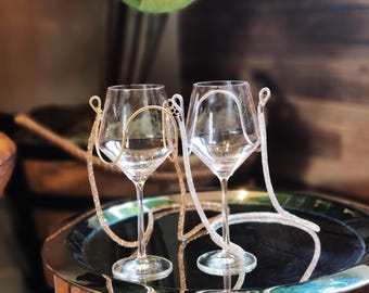 Unique Wine Accessory - Best Gift for Wine Lovers - Bling Wine Necklace with AB Rope for Festivals / Weddings
