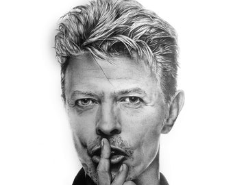 David Bowie Fine Art Pencil Drawing Portrait Print Hand Signed Gift for Fan's Birthday Gift Wall Art Portrait Pencil Art Gift For Bowie Fan