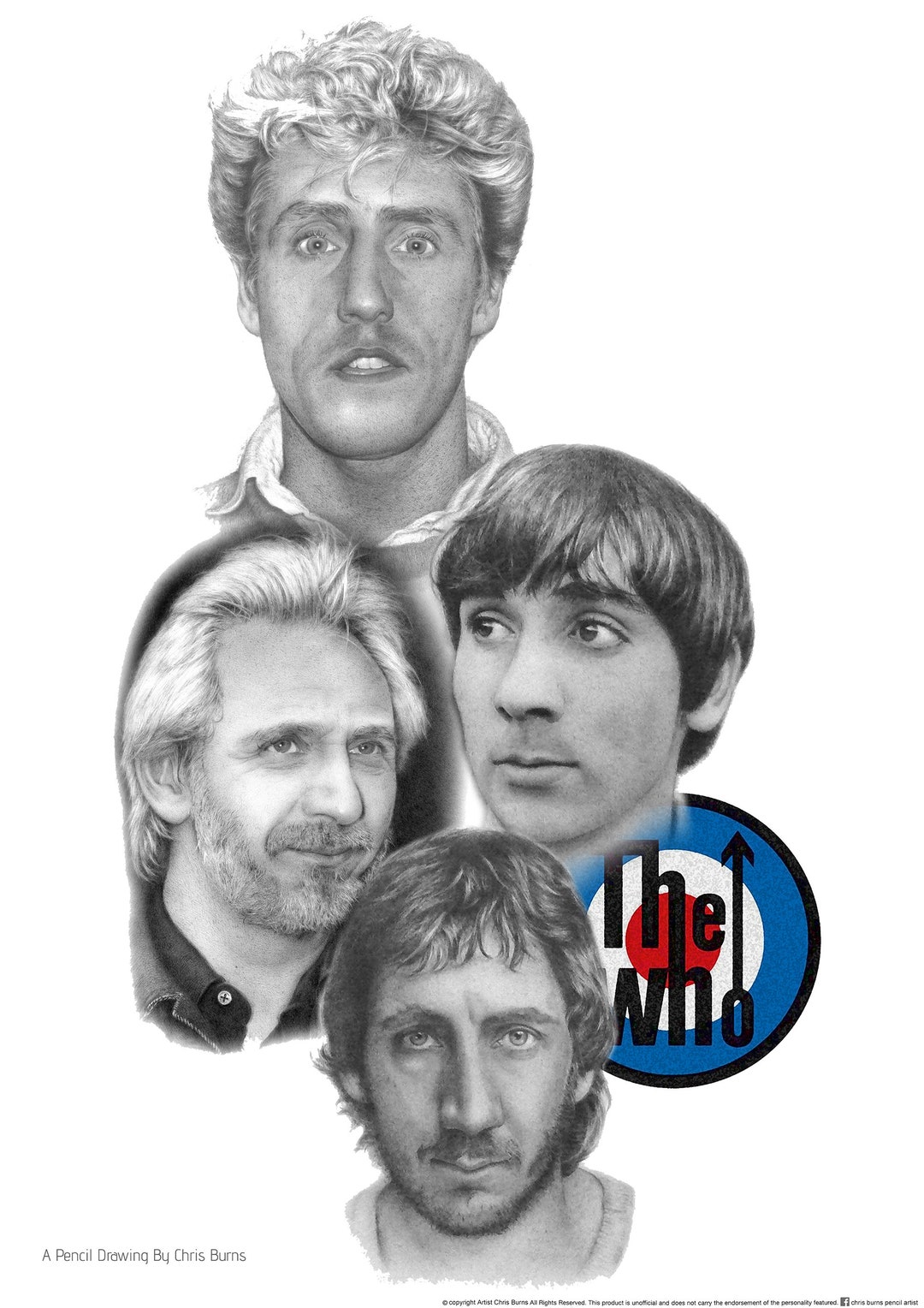 Pencil Art Drawing of the Who, Birthday Gift, Pop Art, Print Gift for ...