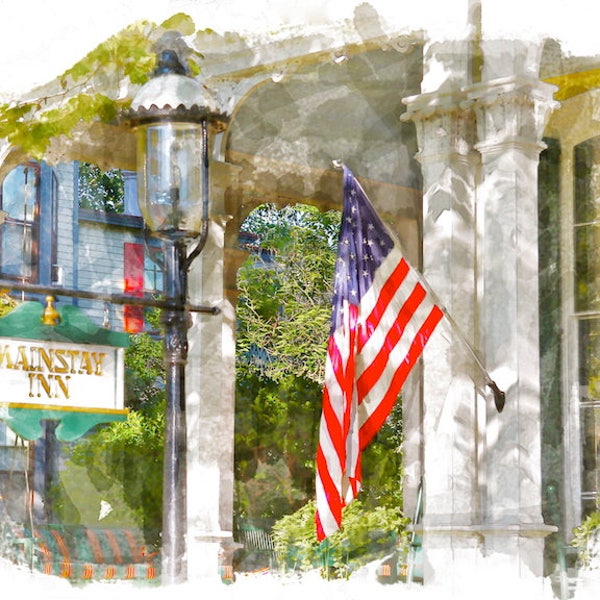 American Flags Cape May NJ digital paintings signed matted or canvas or card art