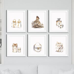ファッションプリント、6枚セット、ファッションハウスサロン、女の子の寝室プリント、ファッションウォールアート、ビューティーウォールアート NAP235