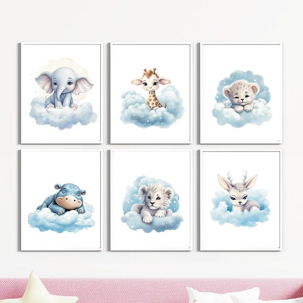 Sleeping Baby Animals Poster, Nursery Wall Print, Kids Room Artwork, Wildlife Decoration, Infant Room Illustration NAP679