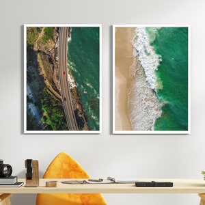 Ondas do oceano imprimir praia arte da parede conjunto de 2 impressões do oceano azul mar impressão oceano fotografia arte da parede costeira moderna decoração da parede praia nap606