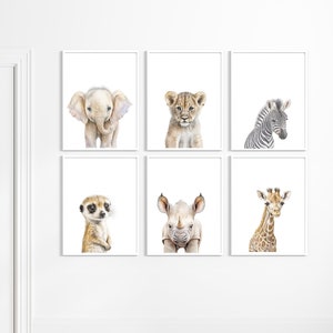 Baby Animal Prints, Safari Nursery Prints, Custom Set of Nursery Animal Wall Art Digital Download NAP617
