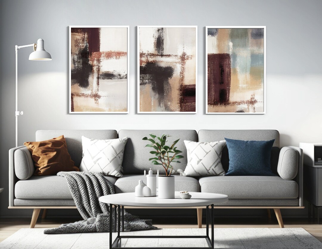 Modern Neutral Abstract Gallery Wall Art Set of 3 Neutral Nordic Prints ...