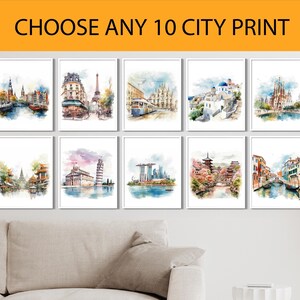 City Prints Wall Art Set of 10, Urban Landscape Decor, Cityscape Poster, Modern Home Decor, Office Wall Gallery NAP737_10