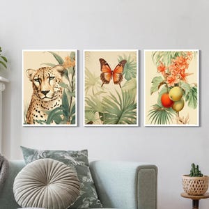 Cheetah Art Print, flowers Elegant Home Decor, Jungle Poster, Animal Artwork, Modern Poster NAP786