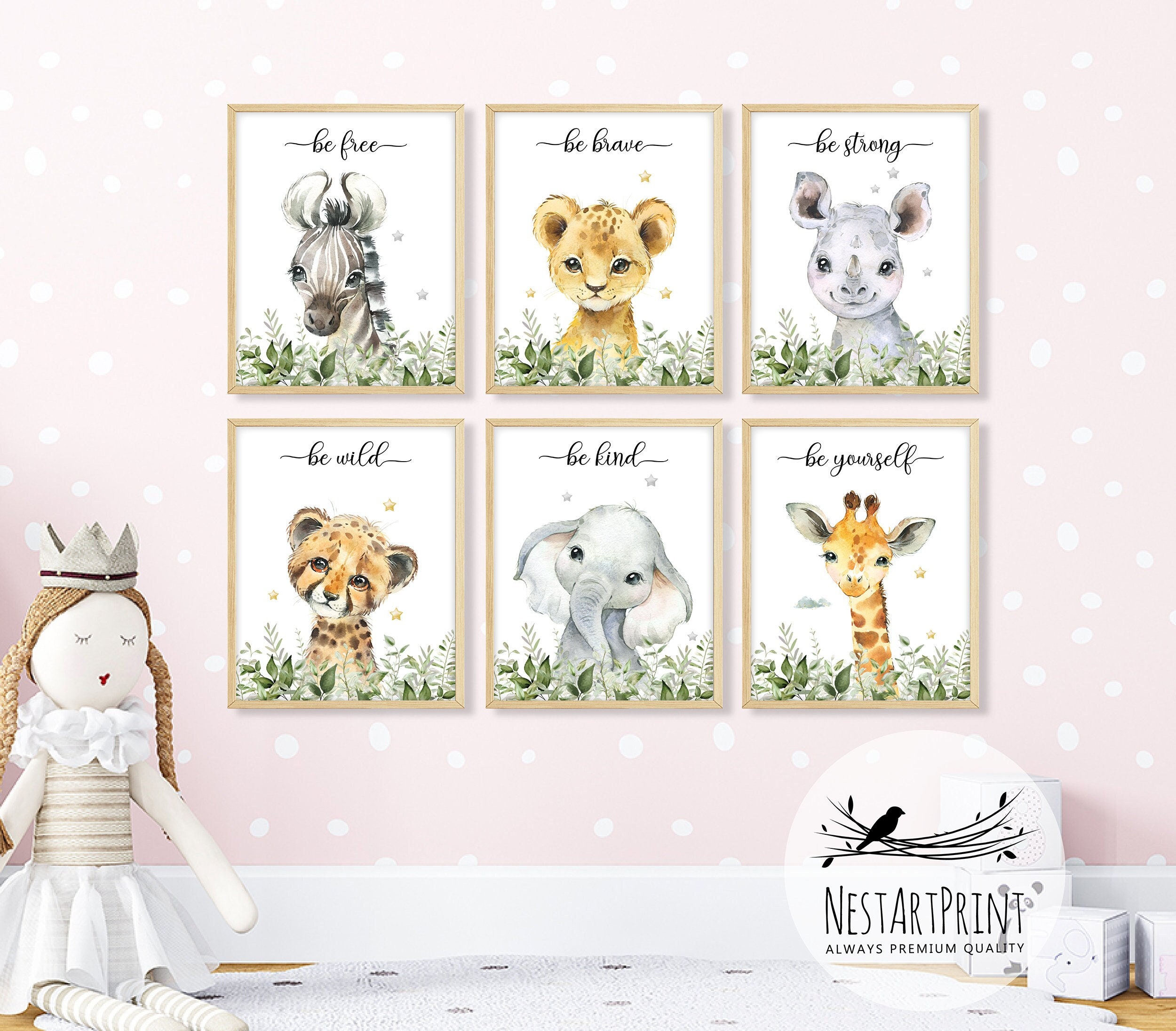 Safari Baby Animal Prints for Nursery Animals Print Set of 6 Etsy