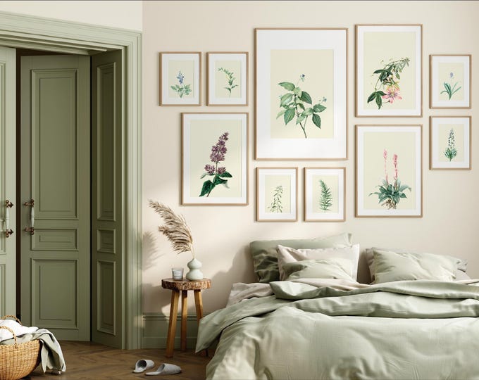 Vintage Botanical Prints Gallery Wall Set of 10, Floral Poster ...