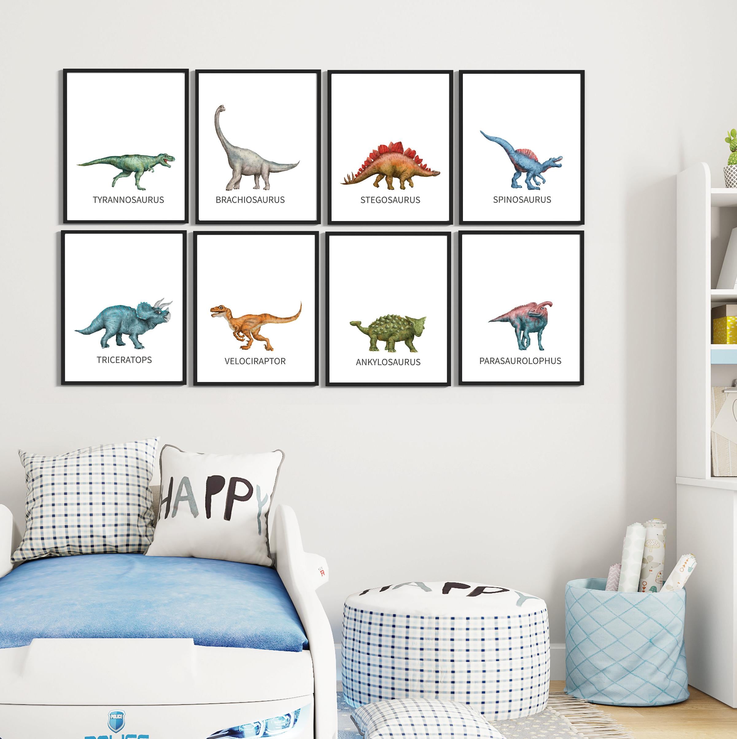 Dinosaur Prints, Set of 8, Nursery Dinosaur Art, Boy Room Wall Art ...