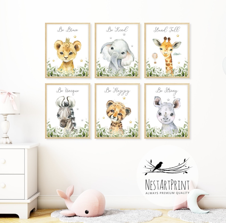 Safari Nursery Wall Art, Baby Animal Prints, Jungle Theme Decor, Gender