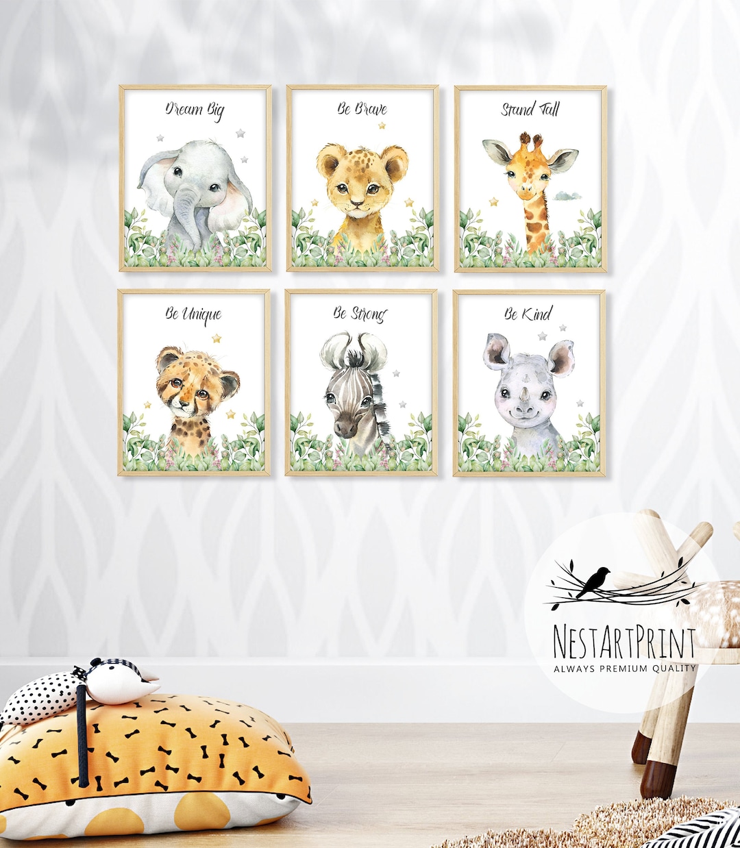 Safari Baby Animal Prints Safari Animal Prints Watercolor Etsy
