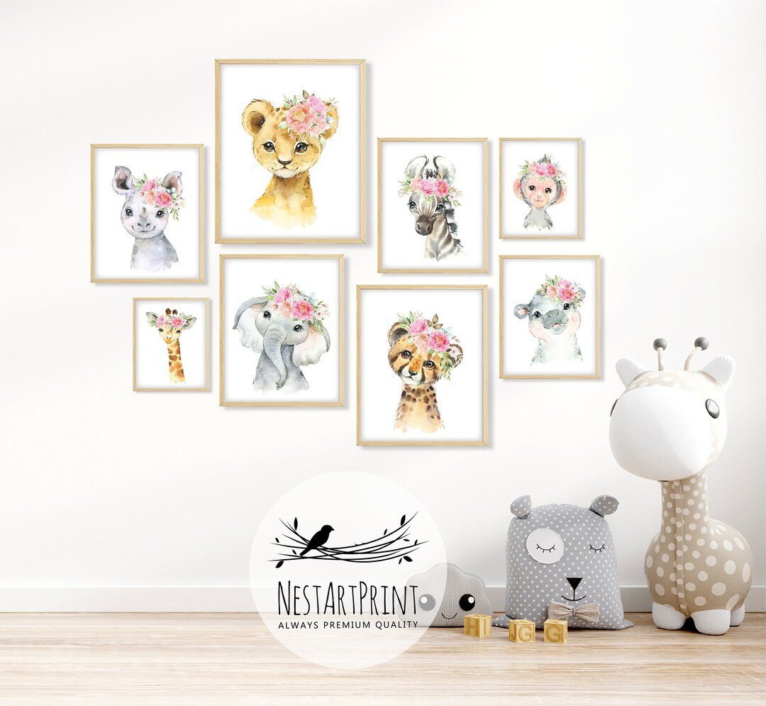 Safari Baby Animal Prints for Nursery Animals Print Set of 8 Etsy