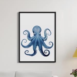 Octopus Print Nautical Home Decor Octopus wall art Kraken poster Bathroom decor Bathroom wall art Beach House Decor NAP857