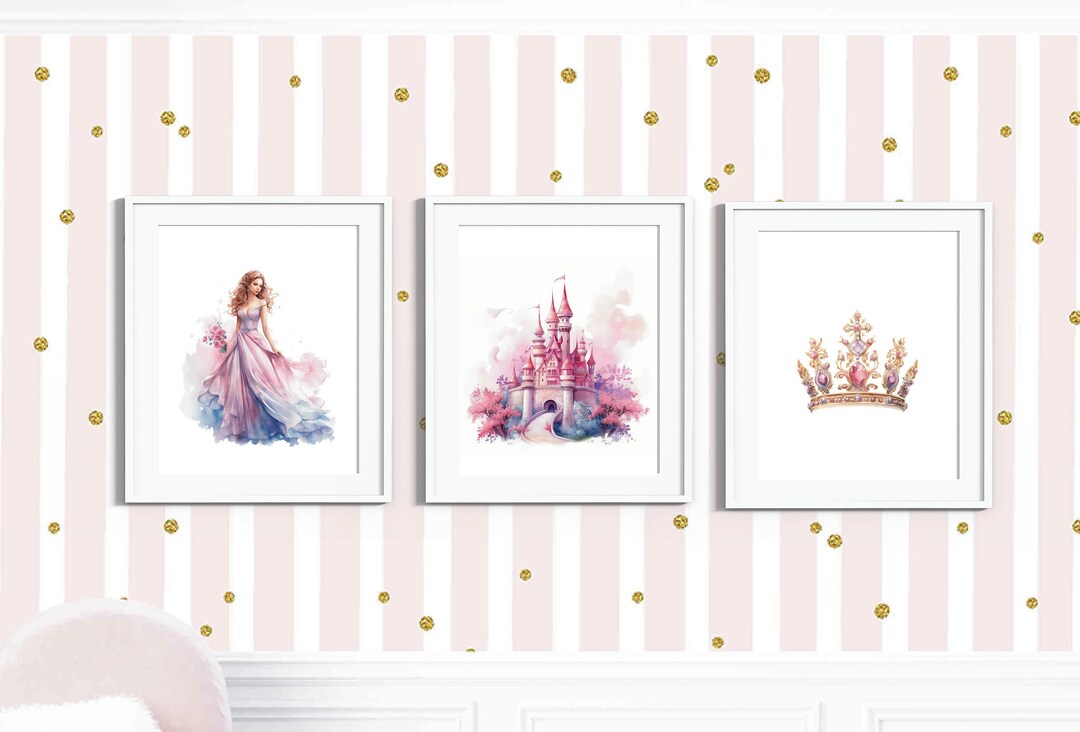 Princess Nursery Decor, Pink Princess Art Prints, Princess Wall Decor ...