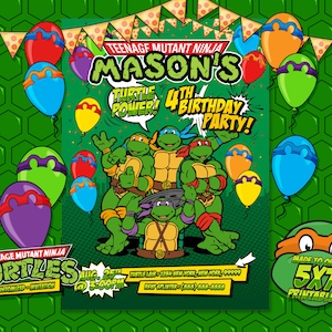 Ninja Turtles Invitation, Ninja Turtles Birthday, Ninja Turtles Party, TMNT Invitation, Teenage Mutant Ninja Turtles Invitation,