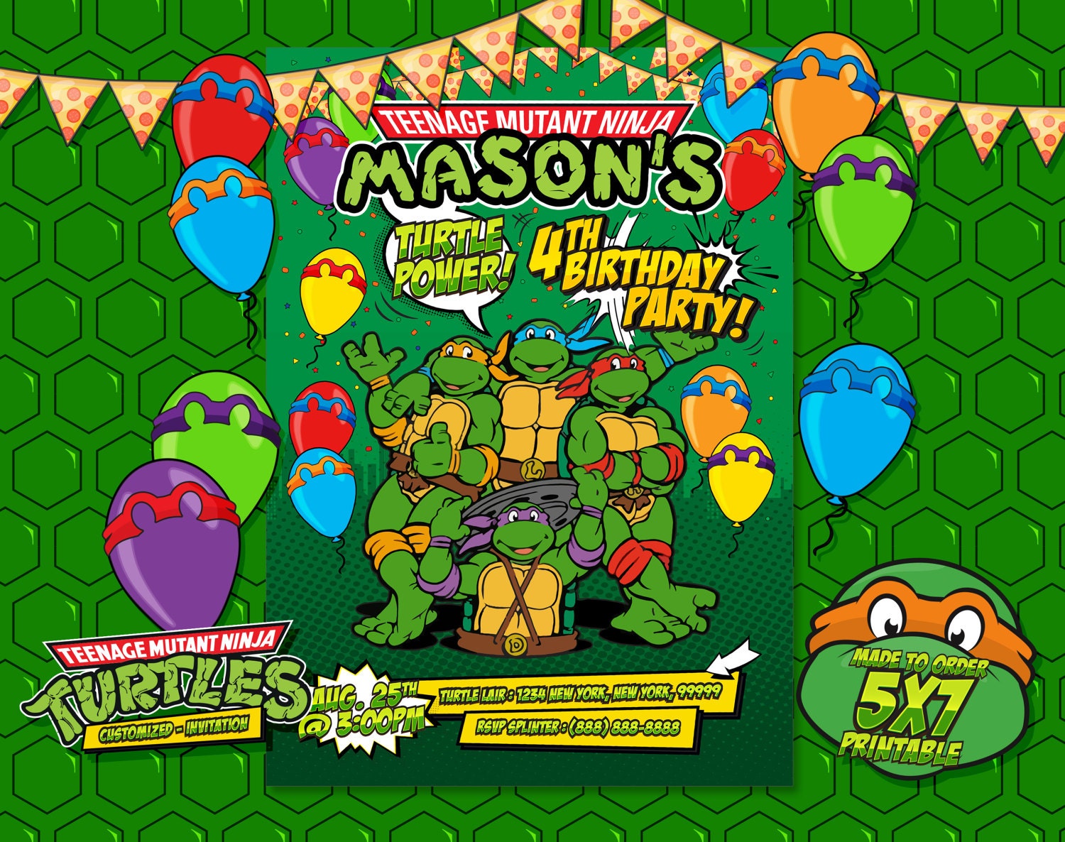 Ninja Turtles Party Tmnt Invitation