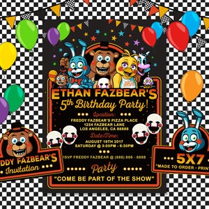 Five Nights at Freddy&#39;s Invitation, Five Nights at Freddy&#39;s Birthday, FNAT Invitation, FNAT Birthday