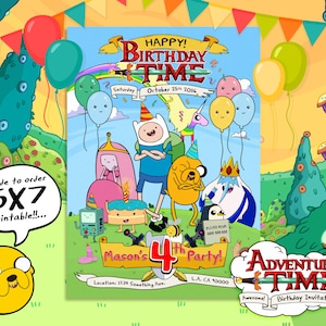Invito di Adventure Time, Compleanno di Adventure Time, Festa di Adventure Time