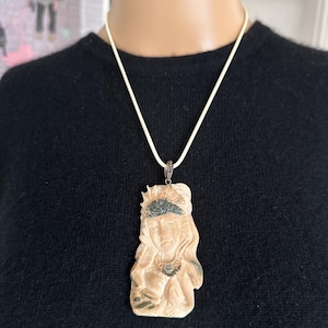Hand-Carved Bone Tribal Goddess Pendant Necklace