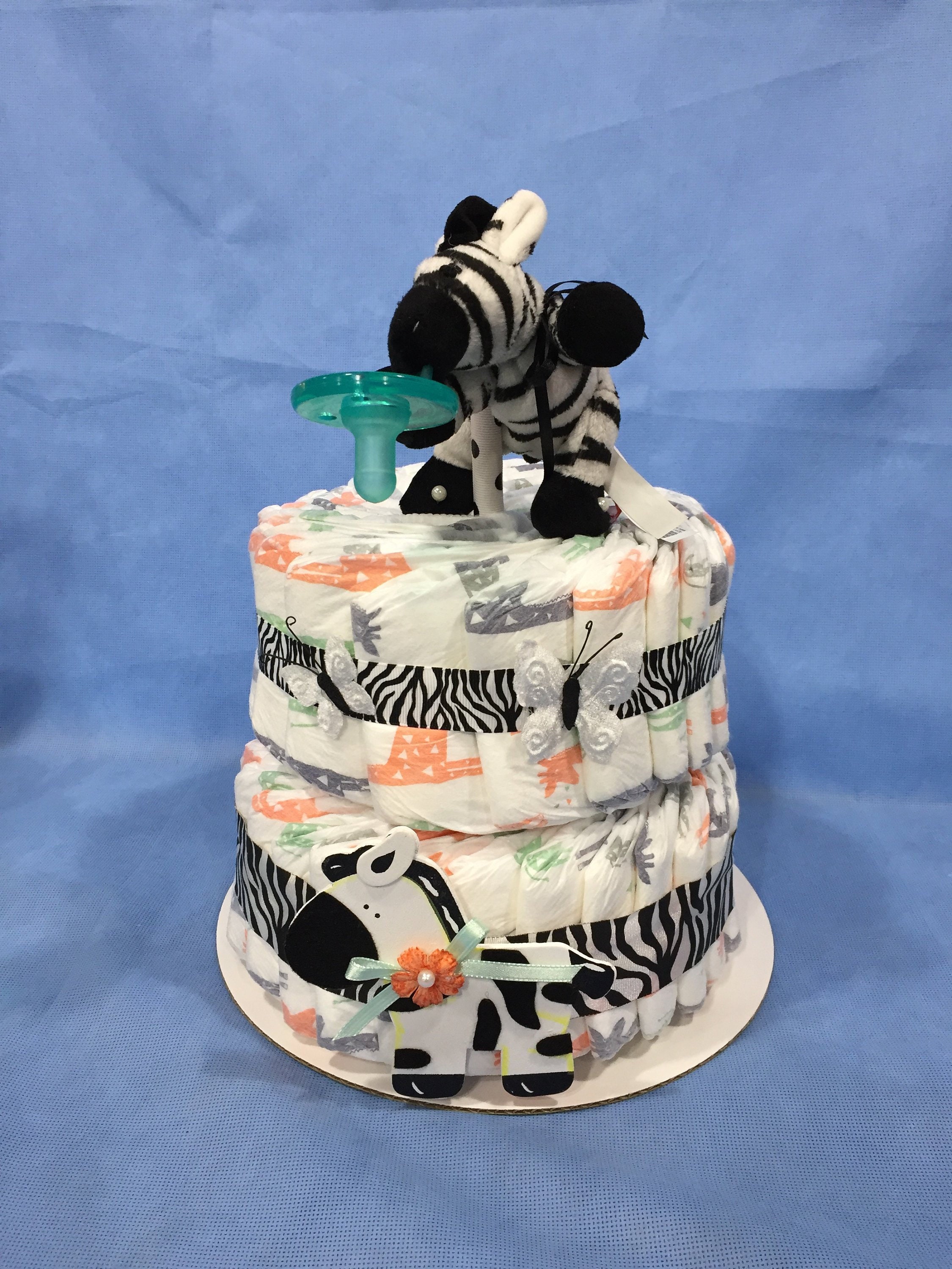 Honest Company Diapers Zebra Wubba Nub Diaper Cake Made! Two Tier