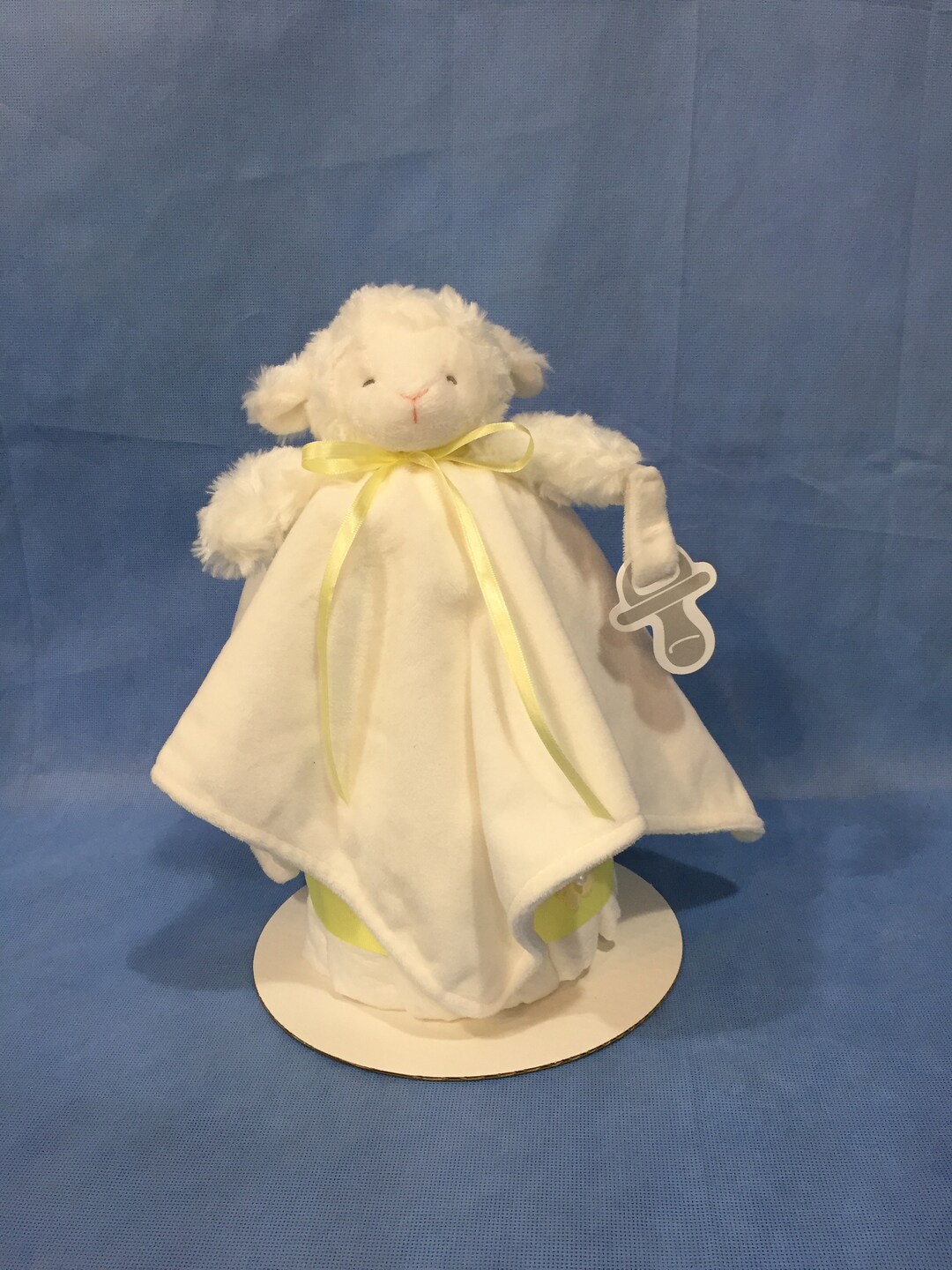 Mini White Plush Lamb Blanket Snuggle With Pacifier Holder Etsy