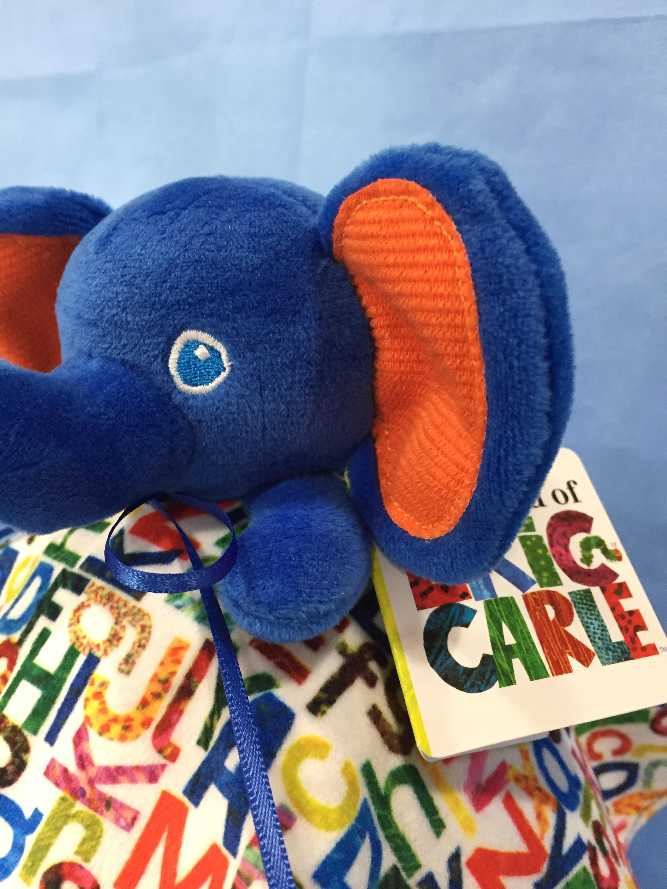 Eric Carle Blue Elephant Snuggle Diaper Cake! Plush, Gender Neutral, Two Tier With Blue and