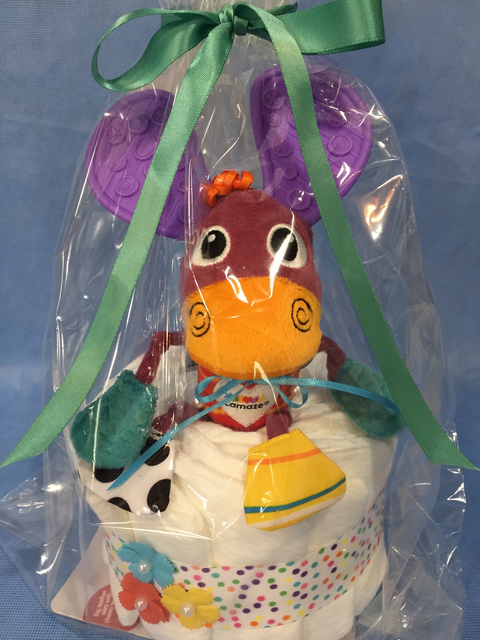 Mini Donkey Teether Rattle Diaper Cake Lamaze Squeezy Donkey Etsy
