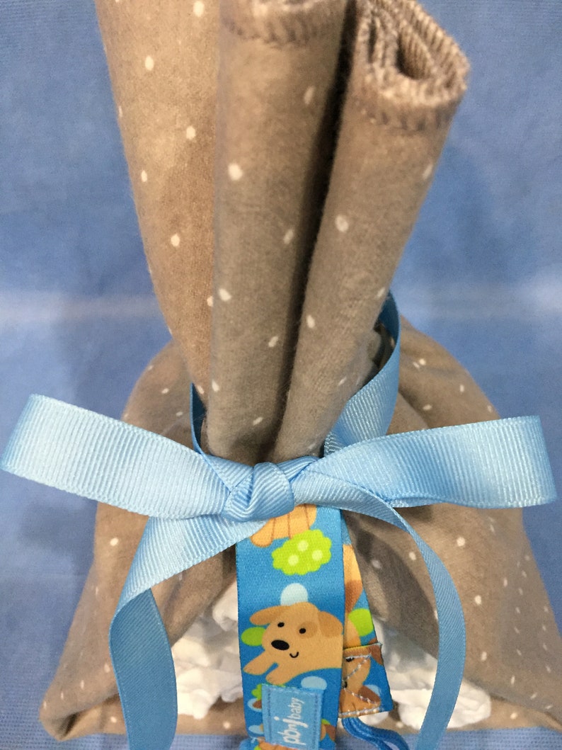 Sale Mini Gray Stork Bundle with Blanket /& Pacifier Holder Gender Neutral Baby Gift Gift Wrapped! Affordable Small Box Shipping