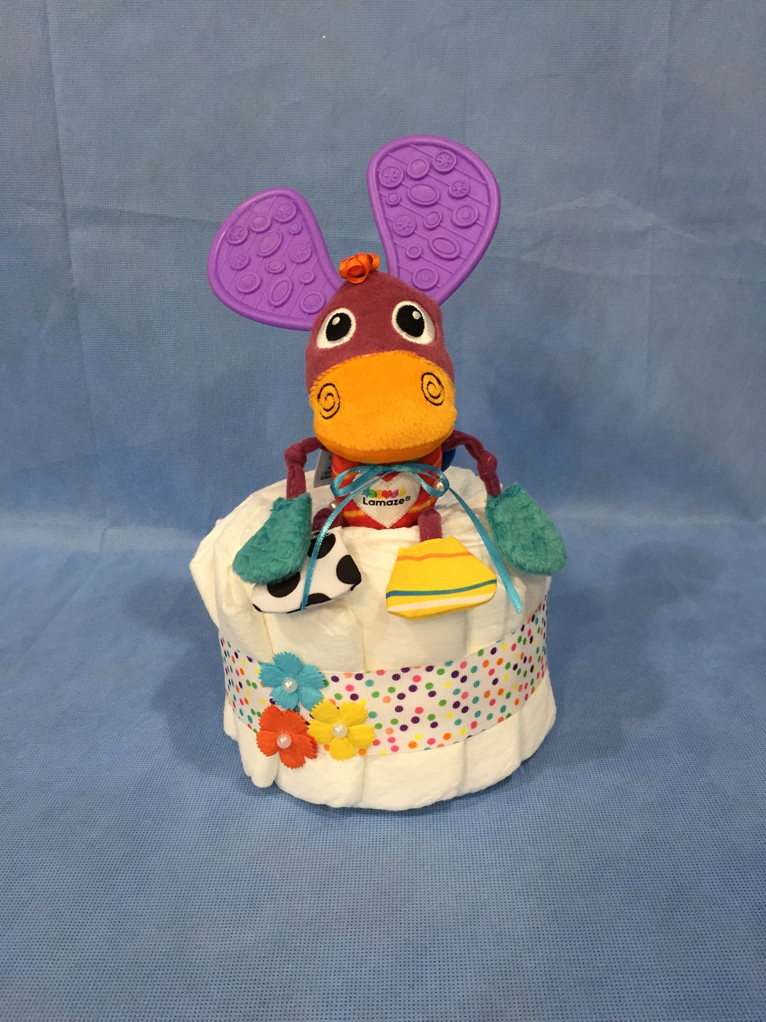 Mini Donkey Teether Rattle Diaper Cake Lamaze Squeezy Donkey Etsy