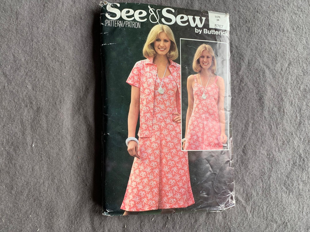 Vintage Butterick See and Sew Pattern 5767 Size 18 Misses' Dress and ...
