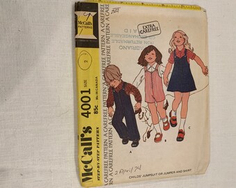 Vintage McCall's Pattern 4001 Size 2 Childs' Jumpsuit or Jumper and Shirt