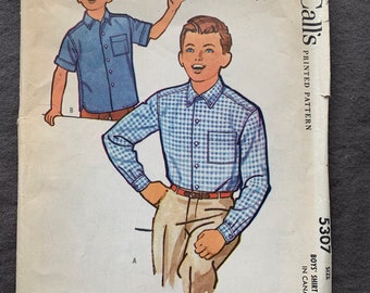 Vintage McCall's Pattern 5307 Boy's Size 12 Collared Shirt