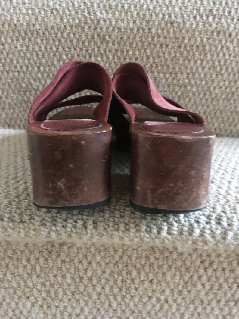 Vintage 90s wooden heel platform sandals // stacked wooden image 5