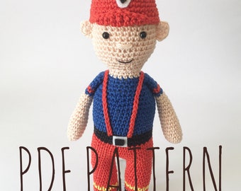 CROCHET FIREMAN PATTERN, amigurumi fireman pattern, digital crochet pattern, fireman, crochet pdf pattern, amigurumi pdf pattern